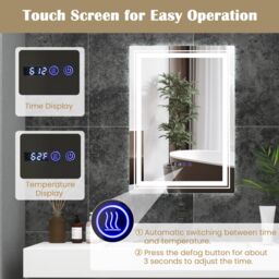 Costway Bathroom Led Vanity Mirror Dimmable Vanity Wall Mirror with 3 Colors 3000-6500K Anti-Fog in Silver - thumbnail 4