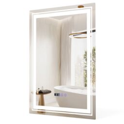 Costway Bathroom Led Vanity Mirror Dimmable Vanity Wall Mirror with 3 Colors 3000-6500K Anti-Fog in Silver - thumbnail 5