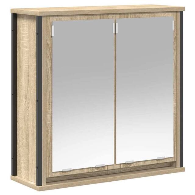 Berkfield Home Bathroom Wall Cabinet with Mirror Sonoma Oak 60x21x60 cm in Brown - Size: 60 x 21 x 60 cm - image 1