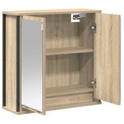 Berkfield Home Bathroom Wall Cabinet with Mirror Sonoma Oak 60x21x60 cm in Brown - Size: 60 x 21 x 60 cm - thumbnail 4