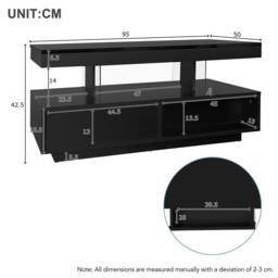 STILVORA Coffee Table with 2 Drawers & LED Lighting Black - thumbnail 4