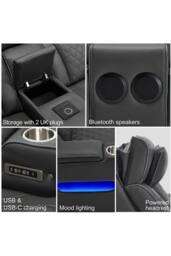More4Homes Capri Electric Recliner 1+2 Seater Sofa Set w Bluetooth speakers in Charcoal - thumbnail 5