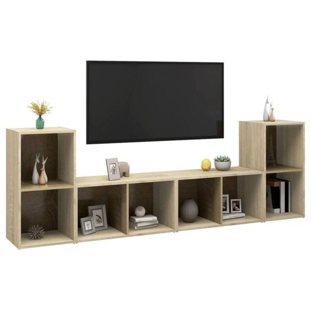 Berkfield Home TV Cabinets 4 pcs Sonoma Oak 72x35x36.5 cm Engineered Wood in Light Brown - image 1