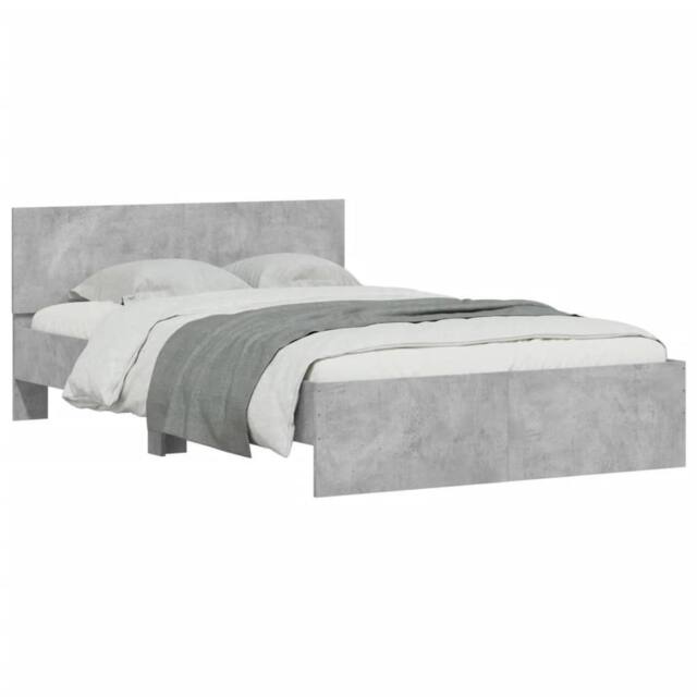 Berkfield Home Durable Bed Frame without Mattress Concrete Grey 120x190 cm Small - Size: Small Double - image 1
