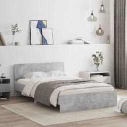 Berkfield Home Durable Bed Frame without Mattress Concrete Grey 120x190 cm Small - Size: Small Double - thumbnail 2