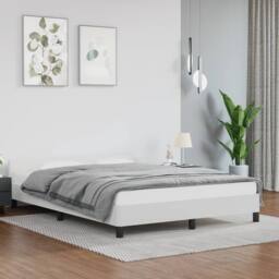 Berkfield Home Bed Frame with Headboard White 135x190cm Double Faux Leather