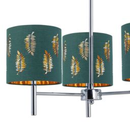 First Choice Lighting Brea - Chrome 3 Light Fitting with Dark Green Fern Shades in Silver - thumbnail 2