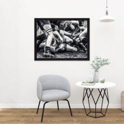 "Artery8 Wall Art Print Sport Rugby Football Close Up Scrum Players Ball Game Large Framed Wall Décor Art in Brown - Size: W18"" x H24""" - thumbnail 2