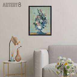 "Artery8 Flowers in a Rococo Vase Still Life Cezanne Framed Canvas Wall Art in Blue - Size: W12"" x H16""" - thumbnail 3