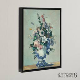 "Artery8 Flowers in a Rococo Vase Still Life Cezanne Framed Canvas Wall Art in Blue - Size: W12"" x H16""" - thumbnail 2
