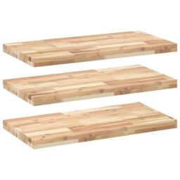 Berkfield Home Floating Shelves 3 pcs 80x40x4 cm Untreated Solid Wood Acacia in Brown - Size: 80 x 40 x 4 cm - thumbnail 2