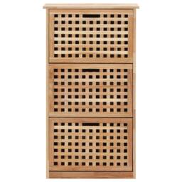Berkfield Home Shoe Storage Cabinet 55x20x104 cm Solid Walnut Wood in Brown - Size: 55 x 20 x 104 cm - thumbnail 3