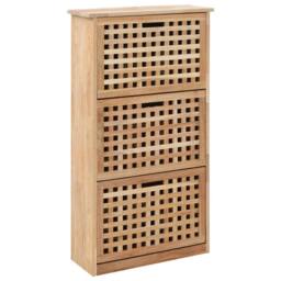 Berkfield Home Shoe Storage Cabinet 55x20x104 cm Solid Walnut Wood in Brown - Size: 55 x 20 x 104 cm - thumbnail 1