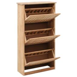 Berkfield Home Shoe Storage Cabinet 55x20x104 cm Solid Walnut Wood in Brown - Size: 55 x 20 x 104 cm - thumbnail 2