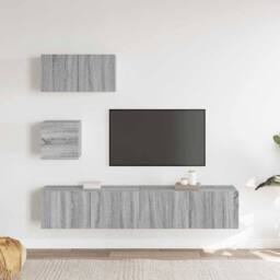 Berkfield Home 4 Piece TV Cabinet Set Grey Sonoma Engineered Wood - thumbnail 3