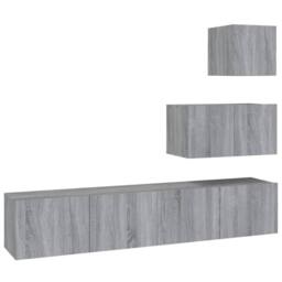 Berkfield Home 4 Piece TV Cabinet Set Grey Sonoma Engineered Wood - thumbnail 1