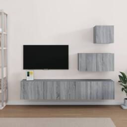 Berkfield Home 4 Piece TV Cabinet Set Grey Sonoma Engineered Wood - thumbnail 2