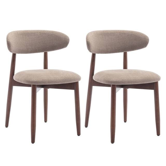 Nordara Brown Set of 2 Solid Wood Upholstered Dining Ergonomic Chairs - image 1