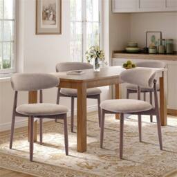 Nordara Brown Set of 2 Solid Wood Upholstered Dining Ergonomic Chairs - thumbnail 7