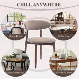 Nordara Brown Set of 2 Solid Wood Upholstered Dining Ergonomic Chairs - thumbnail 5