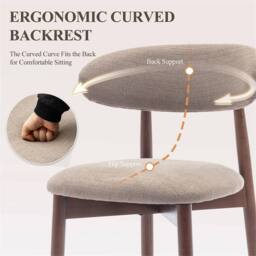 Nordara Brown Set of 2 Solid Wood Upholstered Dining Ergonomic Chairs - thumbnail 6