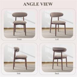 Nordara Brown Set of 2 Solid Wood Upholstered Dining Ergonomic Chairs - thumbnail 3