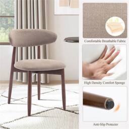 Nordara Brown Set of 2 Solid Wood Upholstered Dining Ergonomic Chairs - thumbnail 4