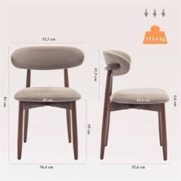 Nordara Brown Set of 2 Solid Wood Upholstered Dining Ergonomic Chairs - thumbnail 2