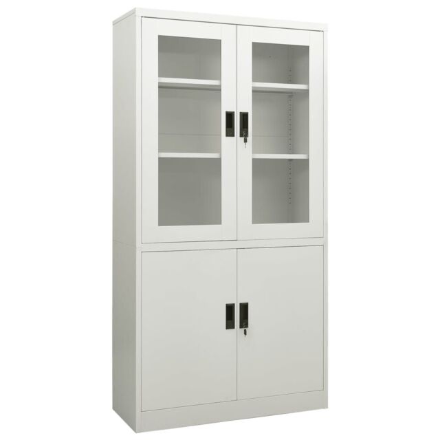 Berkfield Home Office Cabinet Light Grey 90x40x180 cm Steel - Size: 90 x 40 x 180 cm - image 1