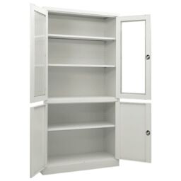 Berkfield Home Office Cabinet Light Grey 90x40x180 cm Steel - Size: 90 x 40 x 180 cm - thumbnail 5
