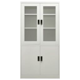 Berkfield Home Office Cabinet Light Grey 90x40x180 cm Steel - Size: 90 x 40 x 180 cm - thumbnail 2