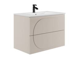 Vente-unique Wall-Hung Bathroom Unit With Inset Basin - Beige - 80 Cm - VUTOMA - thumbnail 2