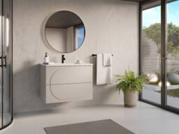 Vente-unique Wall-Hung Bathroom Unit With Inset Basin - Beige - 80 Cm - VUTOMA - thumbnail 3