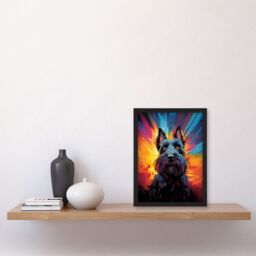 Artery8 Wall Art Print Scotty Dog Scottish Terrier Dog Lover Gift Pet Portrait Vibrant Orange Purple Blue Artwork Painting Art Framed - thumbnail 4