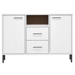 Berkfield Home Sideboard with Metal Legs White 113x40x77 cm Solid Wood OSLO - Size: 113 x 40 x 77 cm - thumbnail 4