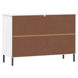 Berkfield Home Sideboard with Metal Legs White 113x40x77 cm Solid Wood OSLO - Size: 113 x 40 x 77 cm - thumbnail 7