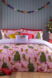 Furn Purrfect Christmas Reversible Duvet Cover Set - Size: Double - thumbnail 1
