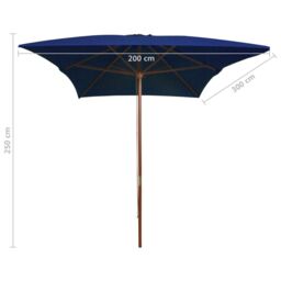 Berkfield Home Outdoor Parasol with Wooden Pole Blue 200x300 cm - thumbnail 6
