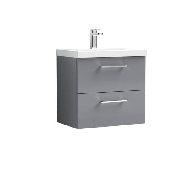 Balterley Bathroom 2 Soft Close Drawer, Wall Hung Vanity Unit, Satin Grey, 600mm in Grey - image 1