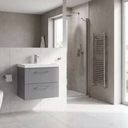 Balterley Bathroom 2 Soft Close Drawer, Wall Hung Vanity Unit, Satin Grey, 600mm in Grey - thumbnail 3