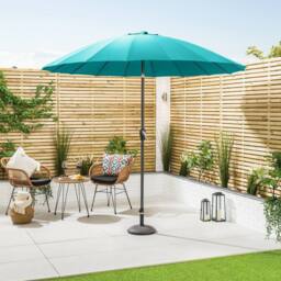 Christow 2.6m Shanghai Parasol Garden Umbrella Tilting Sunshade UV Resistant in Turquoise - thumbnail 2