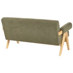 Wyld and Coco Asterra Boucle 2-Seater Sofa Set - Green with Light Brown Wooden Legs - thumbnail 7