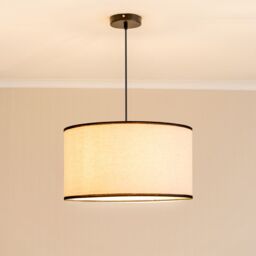 ValueLights Eva Natural Linen Fabric Ceiling Floor Table Large Drum Lamp Shade with LED Bulb in Black