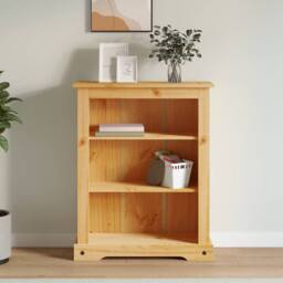 Berkfield Home 3-Tier Bookcase Mexican Pine Corona Range 81x29x100 cm in Light Brown - Size: 81 x 29 x 100 cm - thumbnail 2