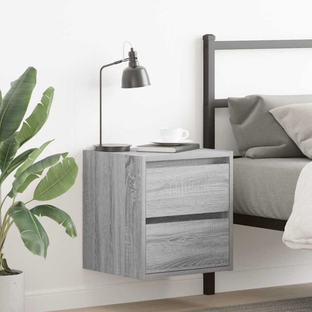 Berkfield Home Wall-mounted Bedside Cabinets 2 pcs Grey Sonoma 38x34x40 cm - Size: 38 x 34 x 40 cm - image 1