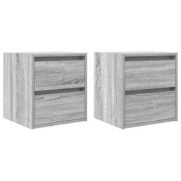 Berkfield Home Wall-mounted Bedside Cabinets 2 pcs Grey Sonoma 38x34x40 cm - Size: 38 x 34 x 40 cm - thumbnail 2