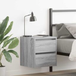 Berkfield Home Wall-mounted Bedside Cabinets 2 pcs Grey Sonoma 38x34x40 cm - Size: 38 x 34 x 40 cm - thumbnail 1