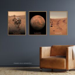 Artery8 Wall Art Print Pack of 3 NASA Our Solar System Planet Mars Images Curiosity Rover Red Planet Surface Exploration Large Poster Set - thumbnail 4