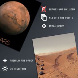 Artery8 Wall Art Print Pack of 3 NASA Our Solar System Planet Mars Images Curiosity Rover Red Planet Surface Exploration Large Poster Set - thumbnail 2