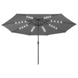 Berkfield Home Outdoor Parasol with LED Lights & Metal Pole 400 cm Anthracite in Dark Grey